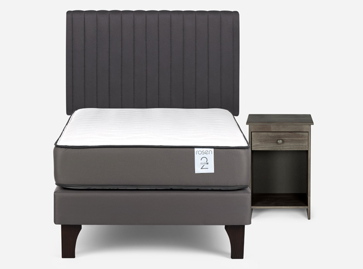 CAMA EUROPEA ROSEN NEW STYLE 2 PLUS 1 PLAZA + SET LUCIO GRIS - 1