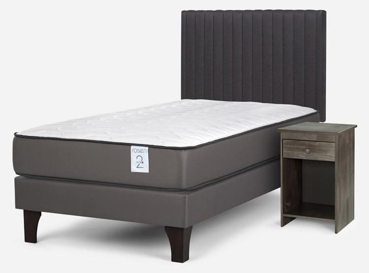 CAMA EUROPEA ROSEN NEW STYLE 2 PLUS 1 PLAZA + SET LUCIO GRIS - 2
