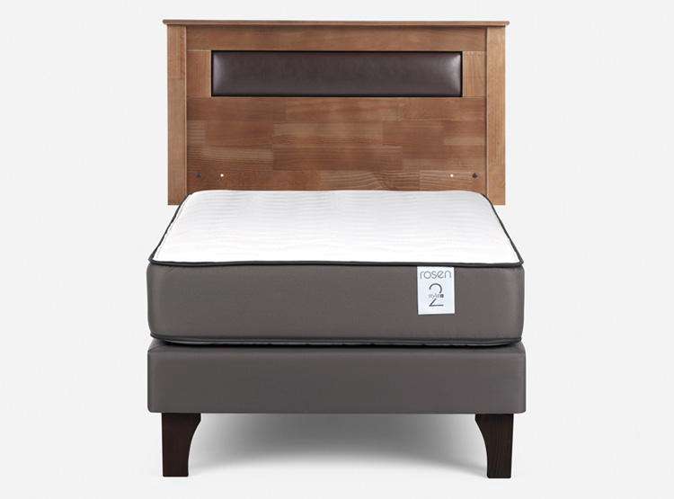 CAMA EUROPEA ROSEN NEW STYLE 2 PLUS 1 PLAZA + RESPALDO FERRARA CAFÉ - 1