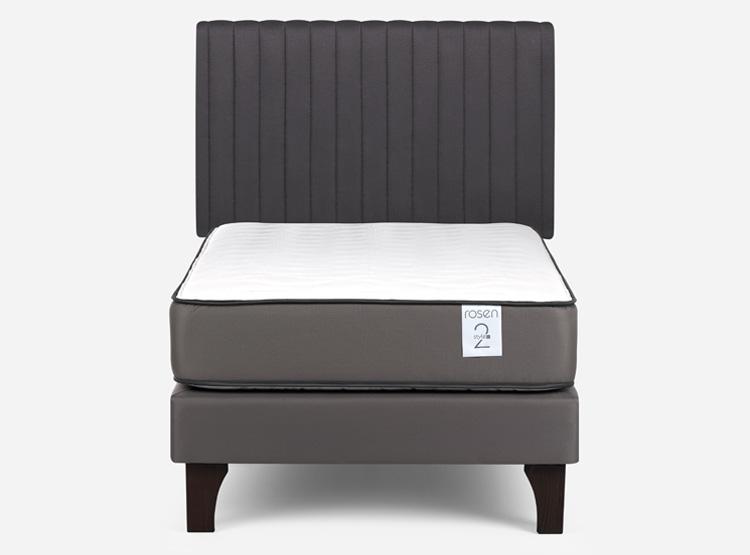 CAMA EUROPEA ROSEN NEW STYLE 2 PLUS 1 PLAZA + RESPALDO LUCIO GRIS - 1