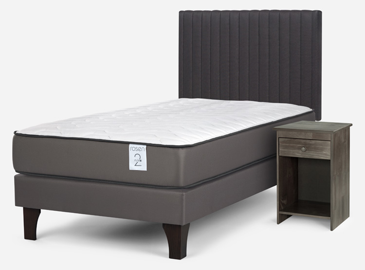 CAMA EUROPEA ROSEN NEW STYLE 2 PLUS 1.5 PLAZAS + SET LUCIO GRIS - 2