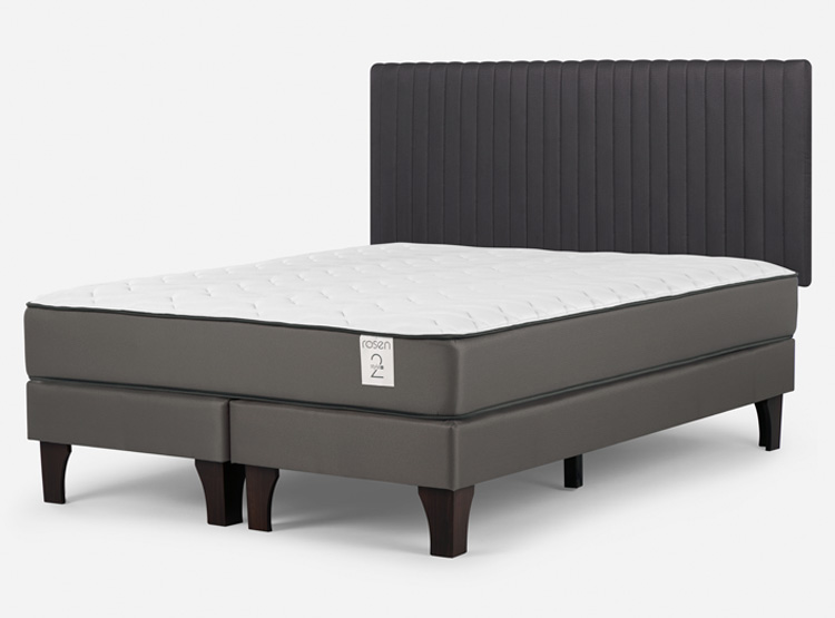 CAMA EUROPEA ROSEN NEW STYLE 2 PLUS KING B/D + RESPALDO LUCIO GRIS - 2