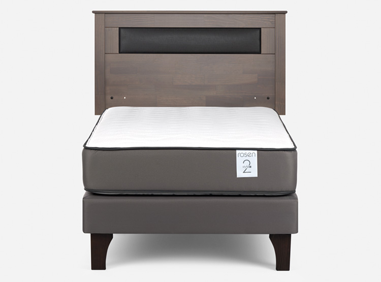 CAMA EUROPEA ROSEN NEW STYLE 2 PLUS 1 PLAZA + RESPALDO FERRARA GRIS - 1