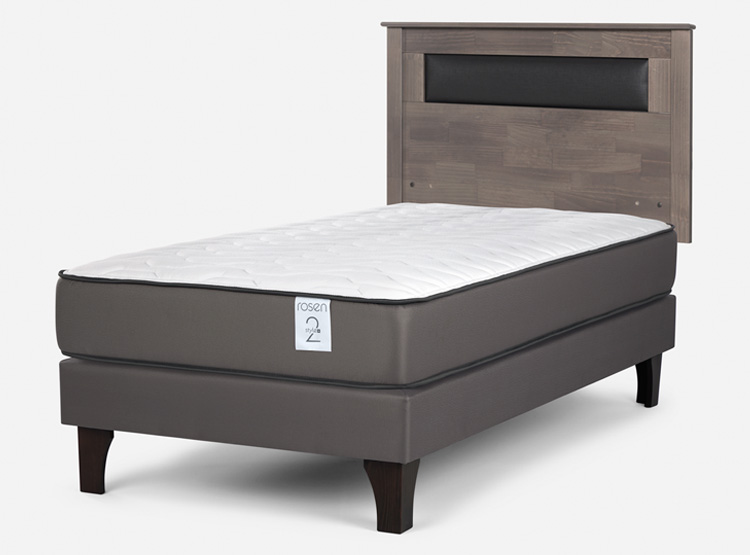 CAMA EUROPEA ROSEN NEW STYLE 2 PLUS 1 PLAZA + RESPALDO FERRARA GRIS - 2