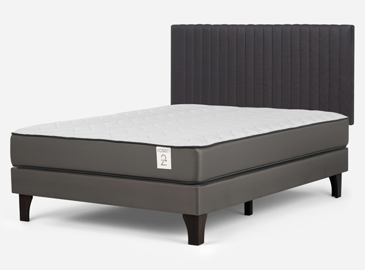 CAMA EUROPEA ROSEN NEW STYLE 2 PLUS 2 PLAZAS B/N + RESPALDO LUCIO GRIS - 2