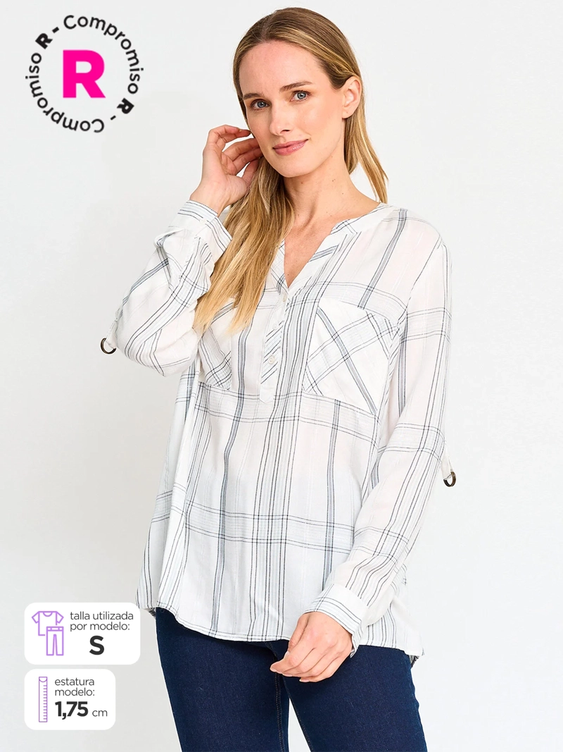 BLUSA MANGA LARGA MUJER AZIZ ESCOCESA - 1