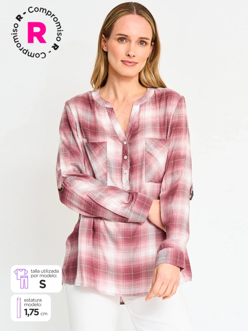 BLUSA MANGA LARGA MUJER AZIZ ESCOCESA - 1