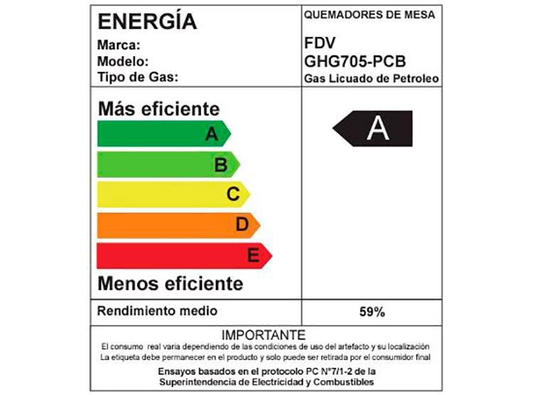 ENCIMERA A GAS FDV SIGNATURE 70 5 PLATOS NEGRO - 5