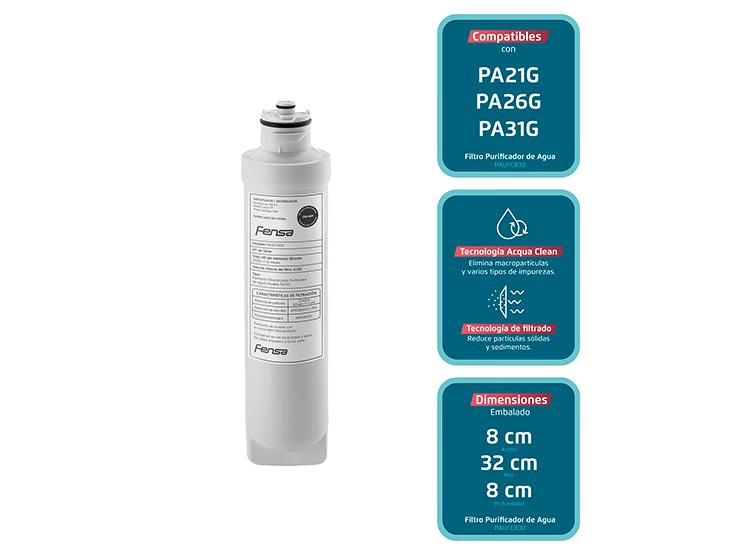 REPUESTO FILTRO DE AGUA FENSA ACQUA CLEAN PURIFICADOR AGUA PA31G/PAUFCB30 - 2