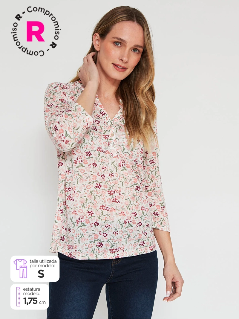 POLERA MANGA LARGA MUJER AZIZ ESTAMPADA - 1