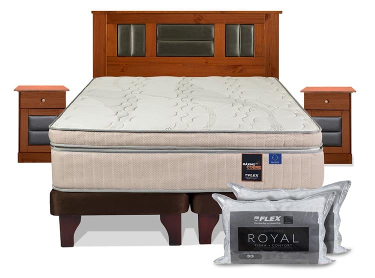 CAMA EUROPEA MAXIMO COBRE 2 PLAZAS BOX BD + SET LORRAINE + 2 ALMOHADAS ROYAL - 1