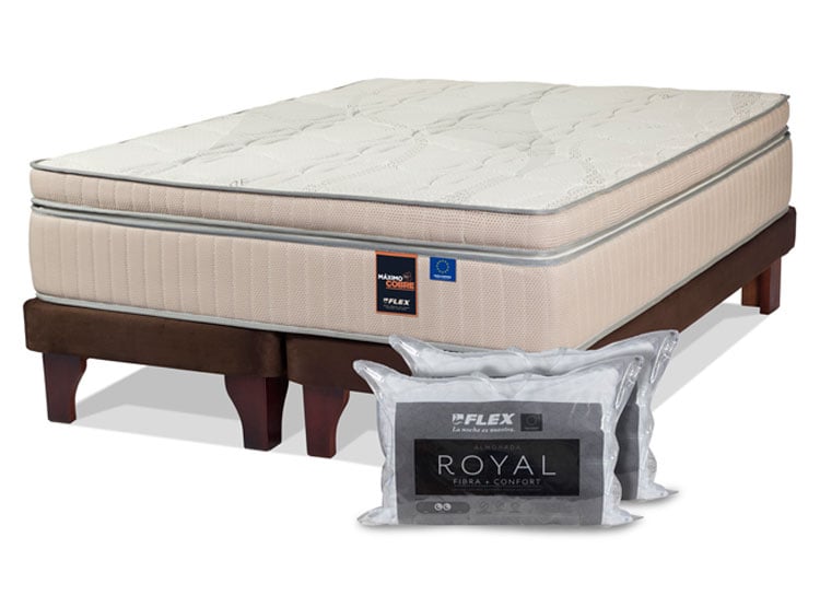 CAMA EUROPEA FLEX MÁXIMO COBRE 2 PLAZAS B/D + 2 ALMOHADAS ROYAL - 2