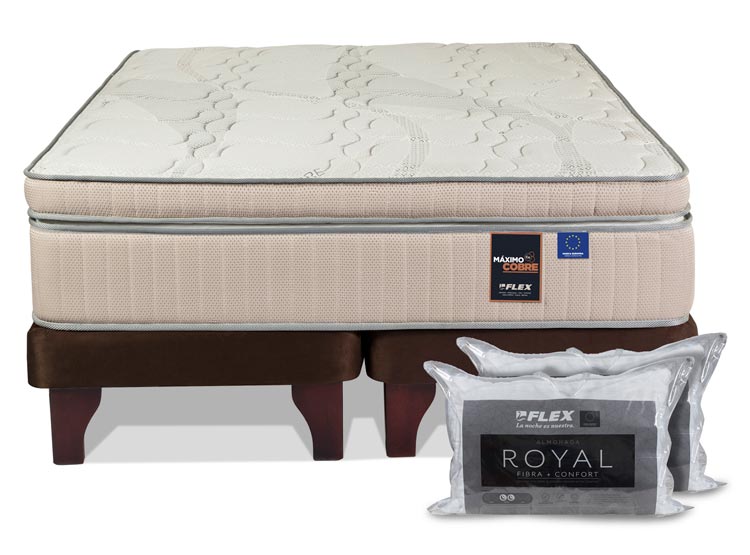 CAMA EUROPEA FLEX MÁXIMO COBRE KING B/D + 2 ALMOHADAS ROYAL - 1