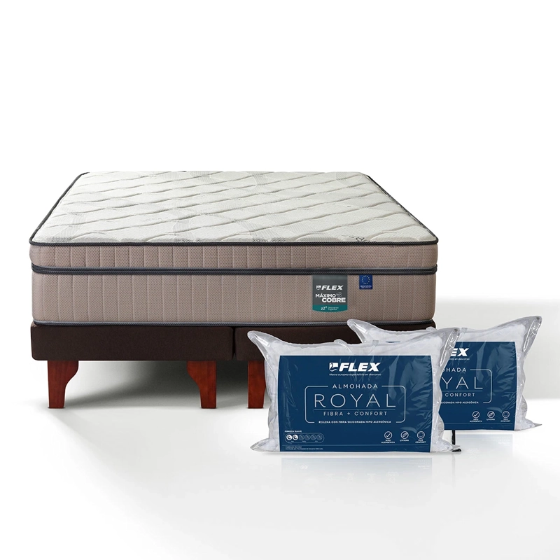 CAMA EUROPEA FLEX MÁXIMO COBRE KING B/D + 2 ALMOHADAS ROYAL - 2