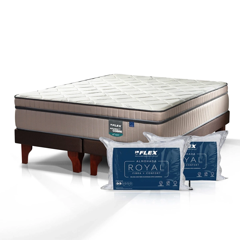 CAMA EUROPEA FLEX MÁXIMO COBRE KING B/D + 2 ALMOHADAS ROYAL - 3