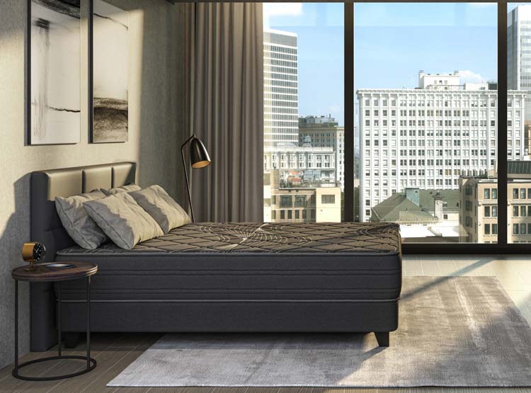 CAMA EUROPEA FLEX BLACK 2 PLAZAS B/D + RESPALDO MODERN GRAFITO + 2 ALMOHADAS ROYAL - 5