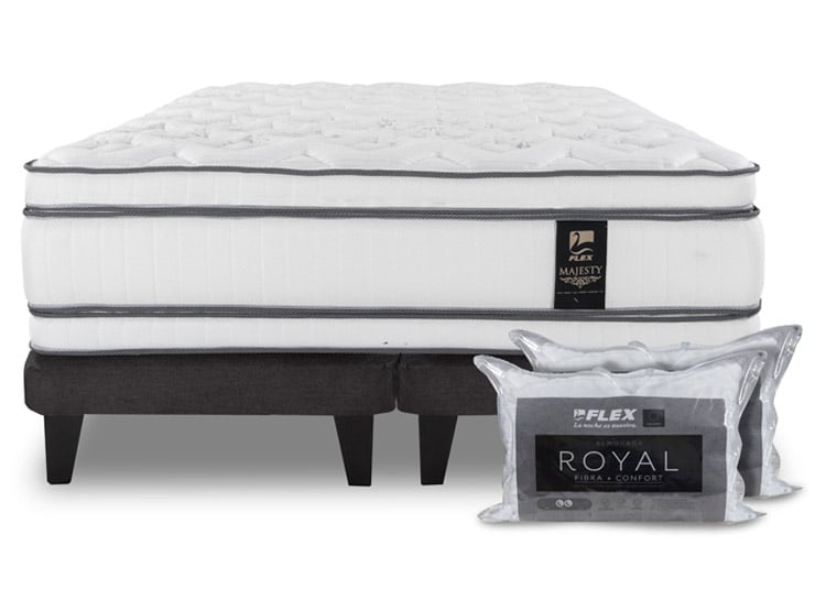 CAMA EUROPEA FLEX MAJESTY 2 PLAZAS B/D + 2 ALMOHADAS ROYAL - 1