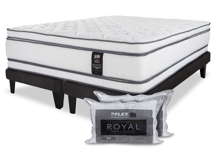 CAMA EUROPEA FLEX MAJESTY 2 PLAZAS B/D + 2 ALMOHADAS ROYAL - 2