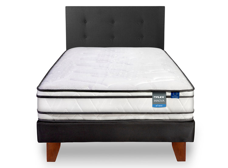 CAMA EUROPEA FLEX INNOVA 1 PLAZA + RESPALDO ROYAL NEGRO - 1