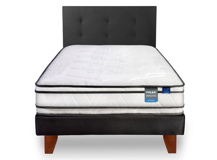 CAMA EUROPEA FLEX INNOVA 1.5 PLAZAS + RESPALDO ROYAL NEGRO - 1