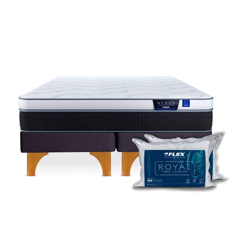 CAMA EUROPEA FLEX NEXUS 2 PLAZAS B/D + 2 ALMOHADAS ROYAL - 1