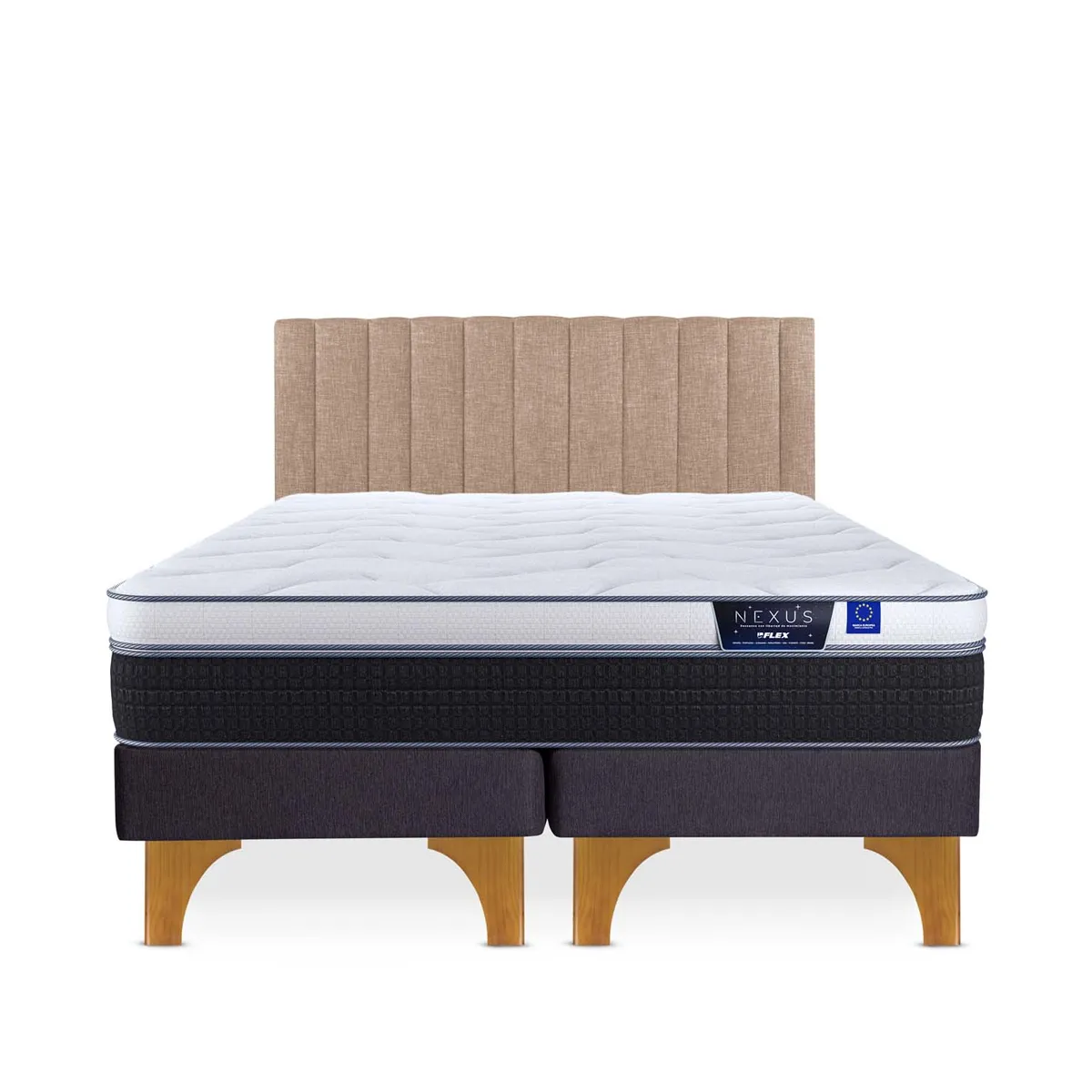 CAMA EUROPEA FLEX NEXUS KING + RESPALDO TUBULAR BEIGE - 1