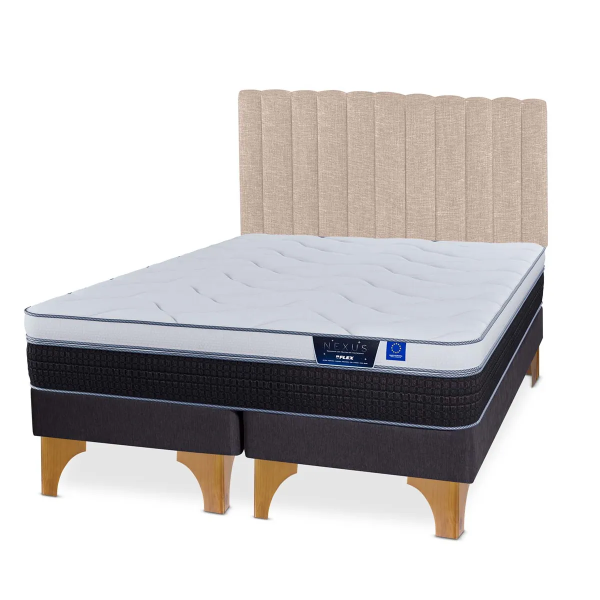 CAMA EUROPEA FLEX NEXUS KING + RESPALDO TUBULAR BEIGE - 2