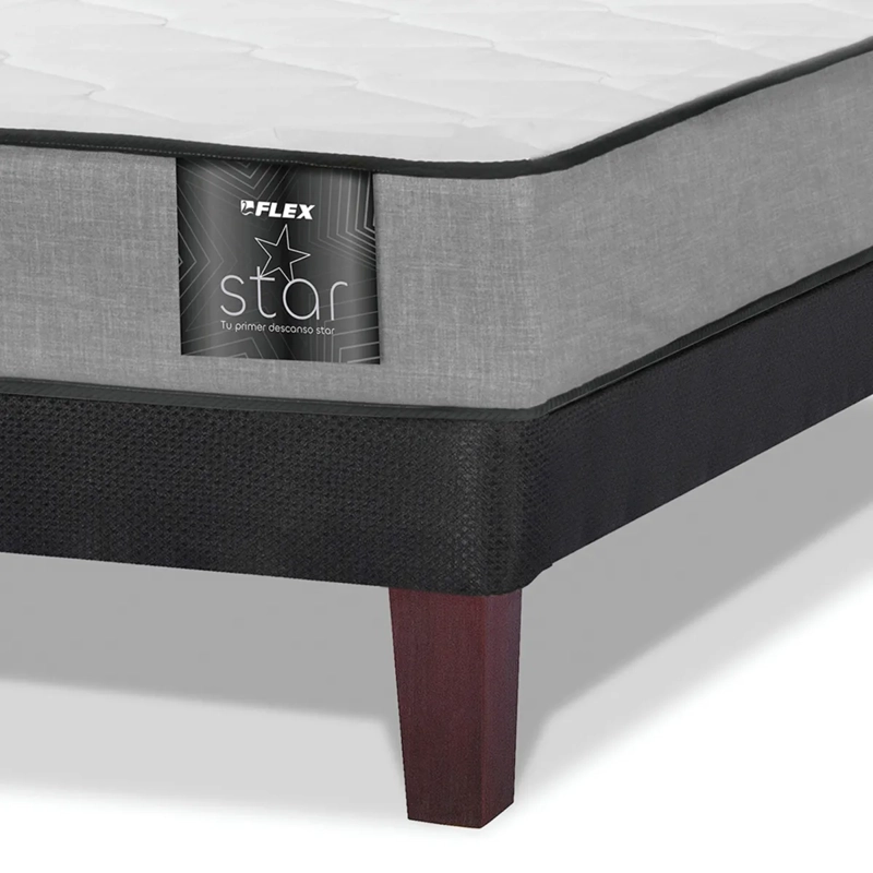 CAMA EUROPEA FLEX STAR 2 PLAZAS B/D + RESPALDO ROYAL + 2 VELADORES ROCK - 3