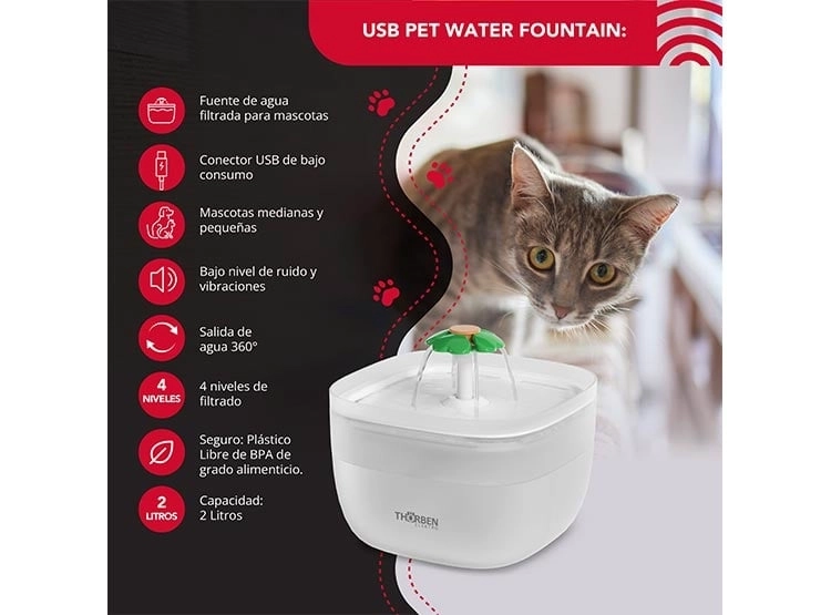 BEBEDERO PERROS Y GATOS THOR PET WATER FOUNTAIN THORBEN - 2