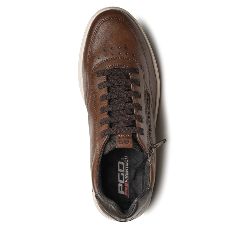 ZAPATILLAS HOMBRE PEGADA CASUALES CAFÉ 172005 CUERO - 3
