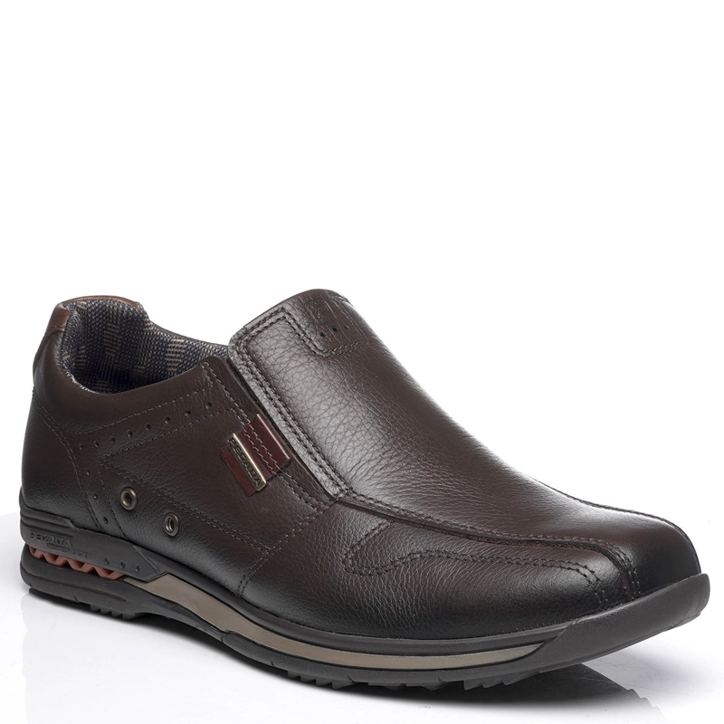 ZAPATILLAS HOMBRE PEGADA CASUALES CAFÉ 114863-03 CUERO - 2