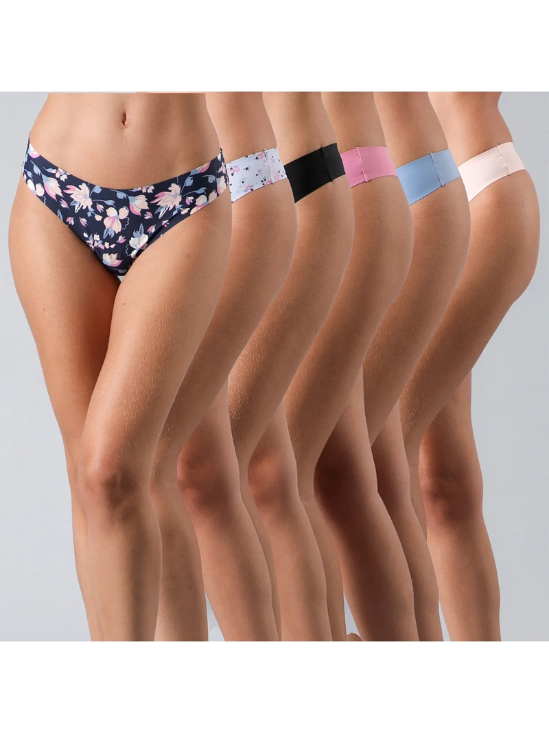 PACK 6 CALZONES COLALESS MICROFIBRA MUJER FLORES BONDED 25565 - 1