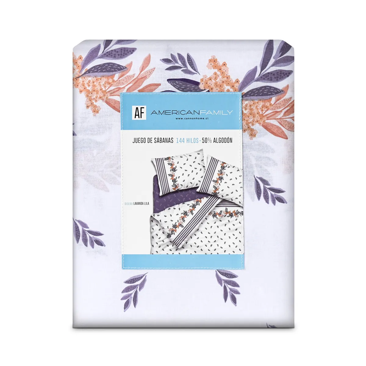 JUEGO DE SÁBANAS AMERICAN FAMILY LAVANDA 144H 1.5PL LILA - 4