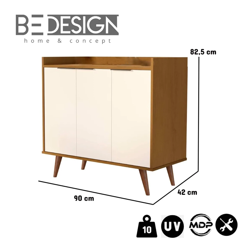 BUFFET BE DESIGN PERLA LUXOR 3 PUERTAS CARAMELO - 3