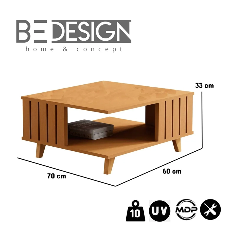 MESA DE CENTRO BE DESIGN ACAI MDP CARAMELO 60 X 70 CM - 4
