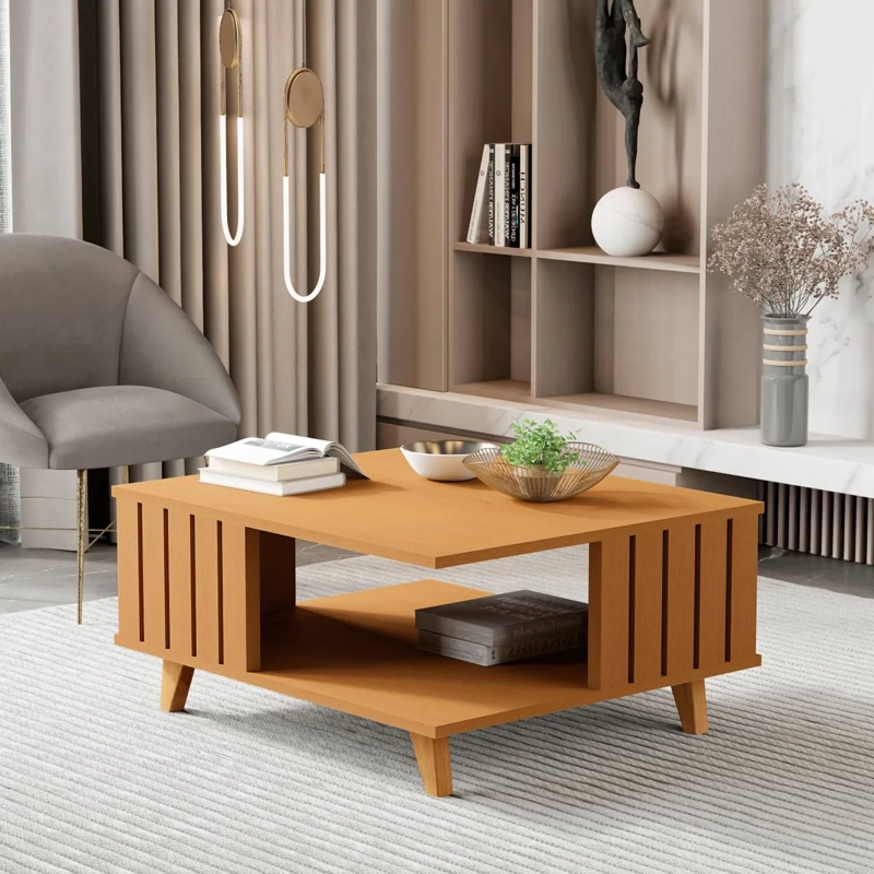 MESA DE CENTRO BE DESIGN ACAI MDP CARAMELO 60 X 70 CM - 5