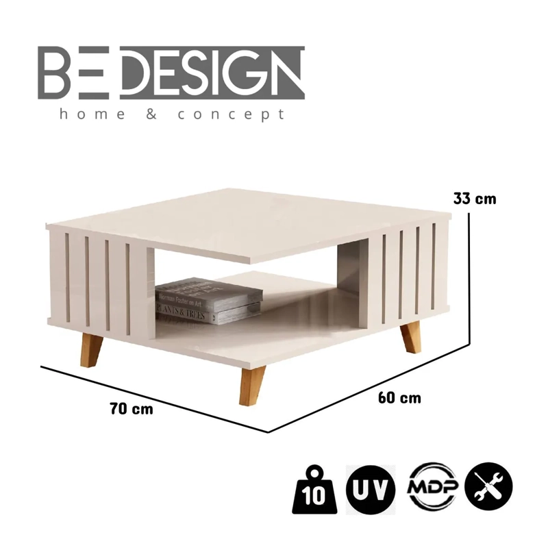 MESA DE CENTRO BE DESIGN ACAI MDP 60 X 70 CM PERLA - 4