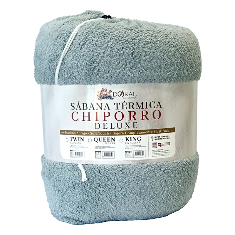 JUEGO DE SÁBANAS DORAL SENSES 1.5PL GRIS LISA CHIPORRO - 4