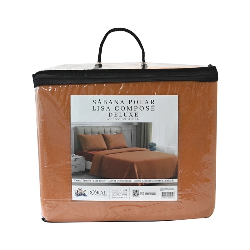 JUEGO DE SÁBANAS DORAL SENSES 1.5PL POLAR TERRACOTA LISAS - 5