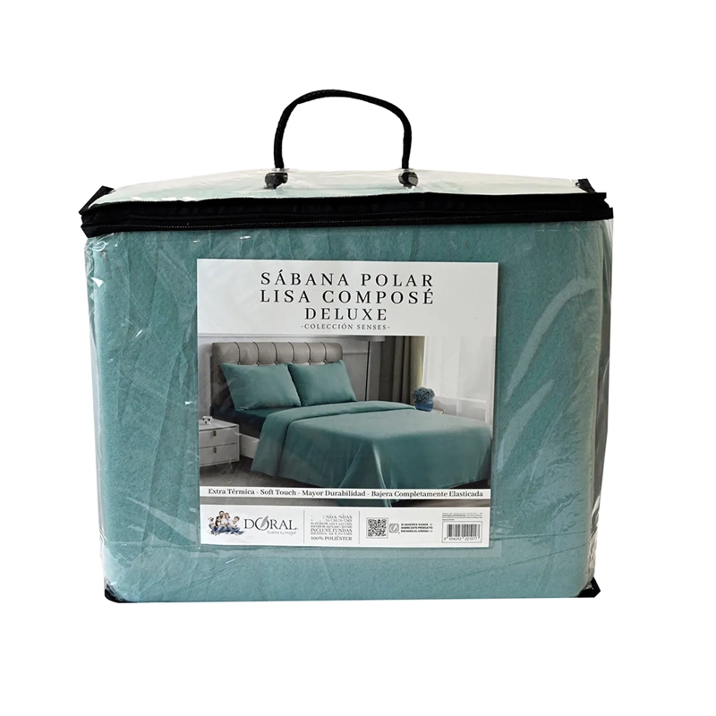 JUEGO DE SÁBANAS DORAL SENSES 1.5PL POLAR VERDE LISAS - 5