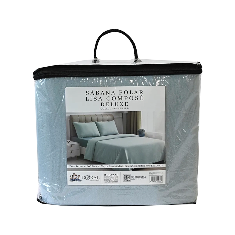 JUEGO DE SÁBANAS DORAL SENSES 2PL POLAR CELESTE LISAS - 5
