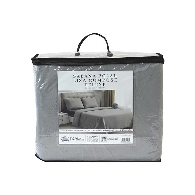 JUEGO DE SÁBANAS DORAL SENSES 2PL POLAR GRIS LISAS - 6