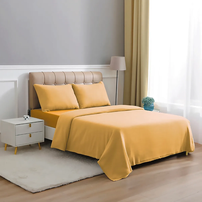 JUEGO DE SÁBANAS DORAL SENSES 2PL POLAR MOSTAZA LISAS - 5