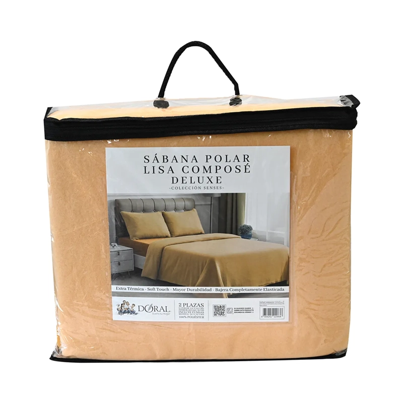 JUEGO DE SÁBANAS DORAL SENSES 2PL POLAR MOSTAZA LISAS - 6