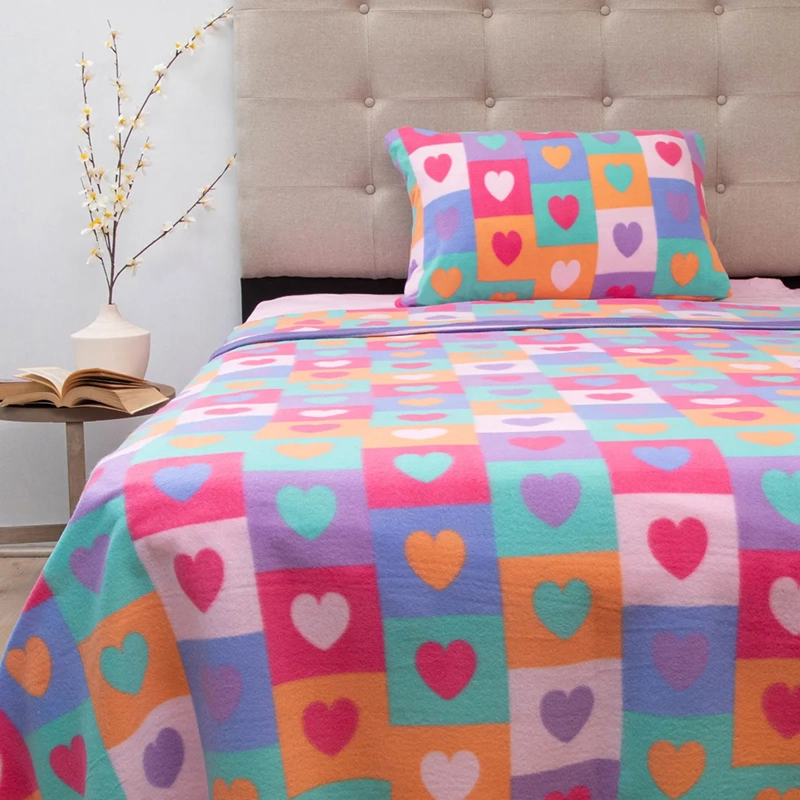JUEGO DE SÁBANAS DORAL SENSES 1.5PL POLAR MULTICOLOR ESTAMPADAS KIDS CORAZÓN - 2