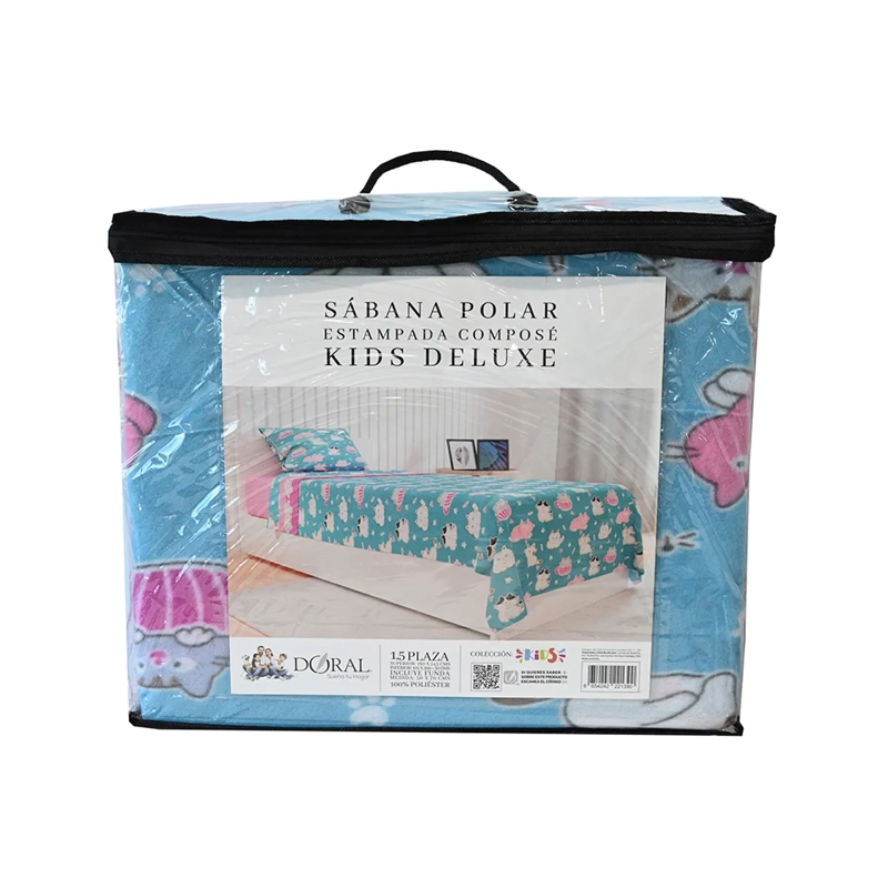 JUEGO DE SÁBANAS DORAL SENSES 1.5PL POLAR ESTAMPADAS KIDS GATOS - 5