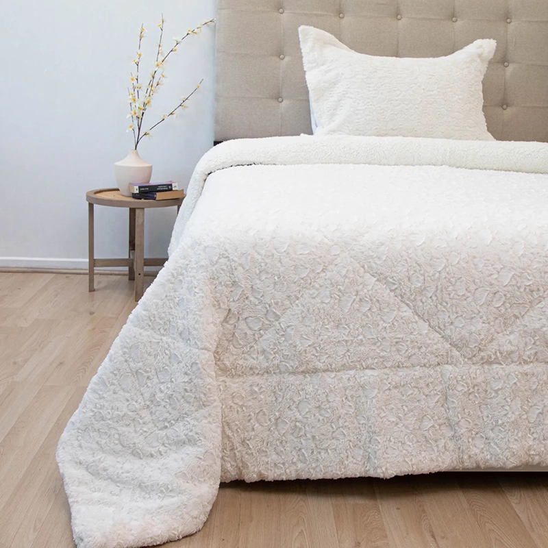 CUBRECAMA DORAL PLUSH SHERPA 1.5PL D1 CRUDO - 1