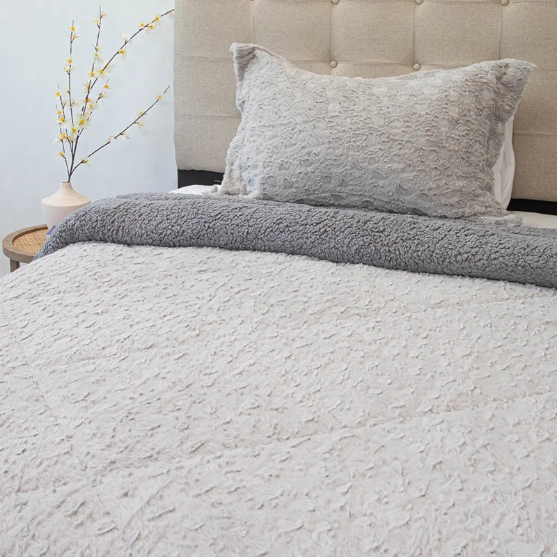 CUBRECAMA DORAL PLUSH SHERPA 1.5PL D1 GRIS - 2