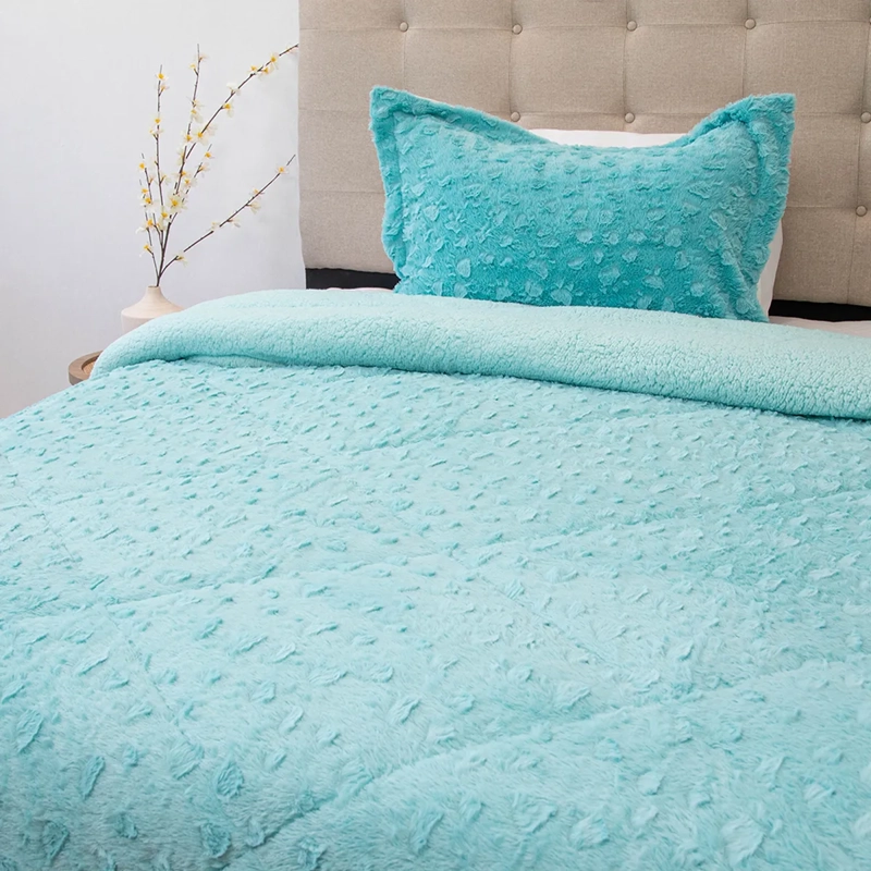 CUBRECAMA DORAL PLUSH SHERPA 1.5PL D1 TURQUESA - 2
