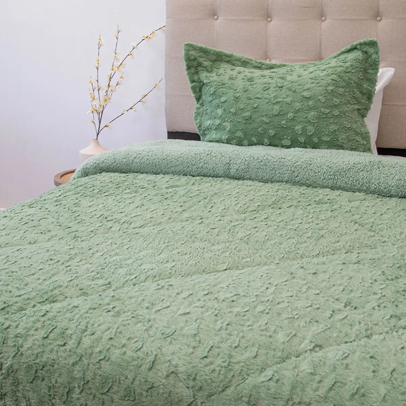 CUBRECAMA DORAL PLUSH SHERPA 1.5PL D1 VERDE - 2